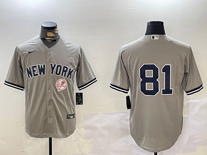 Men New York Yankees #81 No Name Grey Game 2024 Nike MLB Jersey style 10276